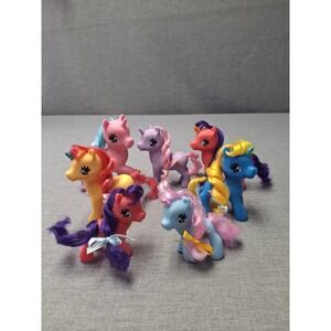 My Little Pony Unicorn Figures Lot of 8 Vintage Colorful Mane Hair Retro Toys